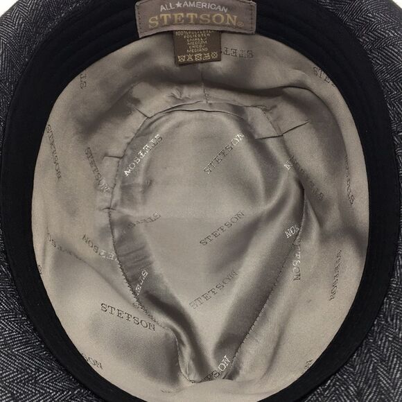 All American Stetson fedora hat black and gray chevron polyester Sz Small/Medium - Picture 13 of 16